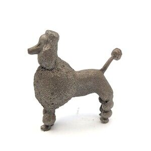 Vintage 1975 P Davis Pewter Standard Poodle Dog Animal Miniature Figurine